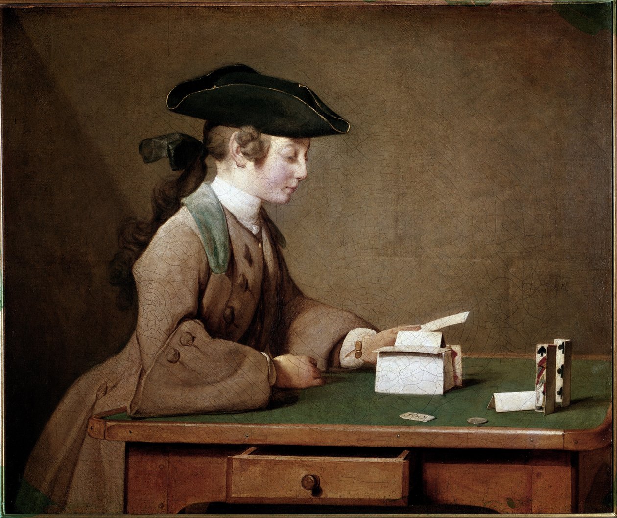 The House of Cards (olja på duk av Jean Baptiste Simeon Chardin