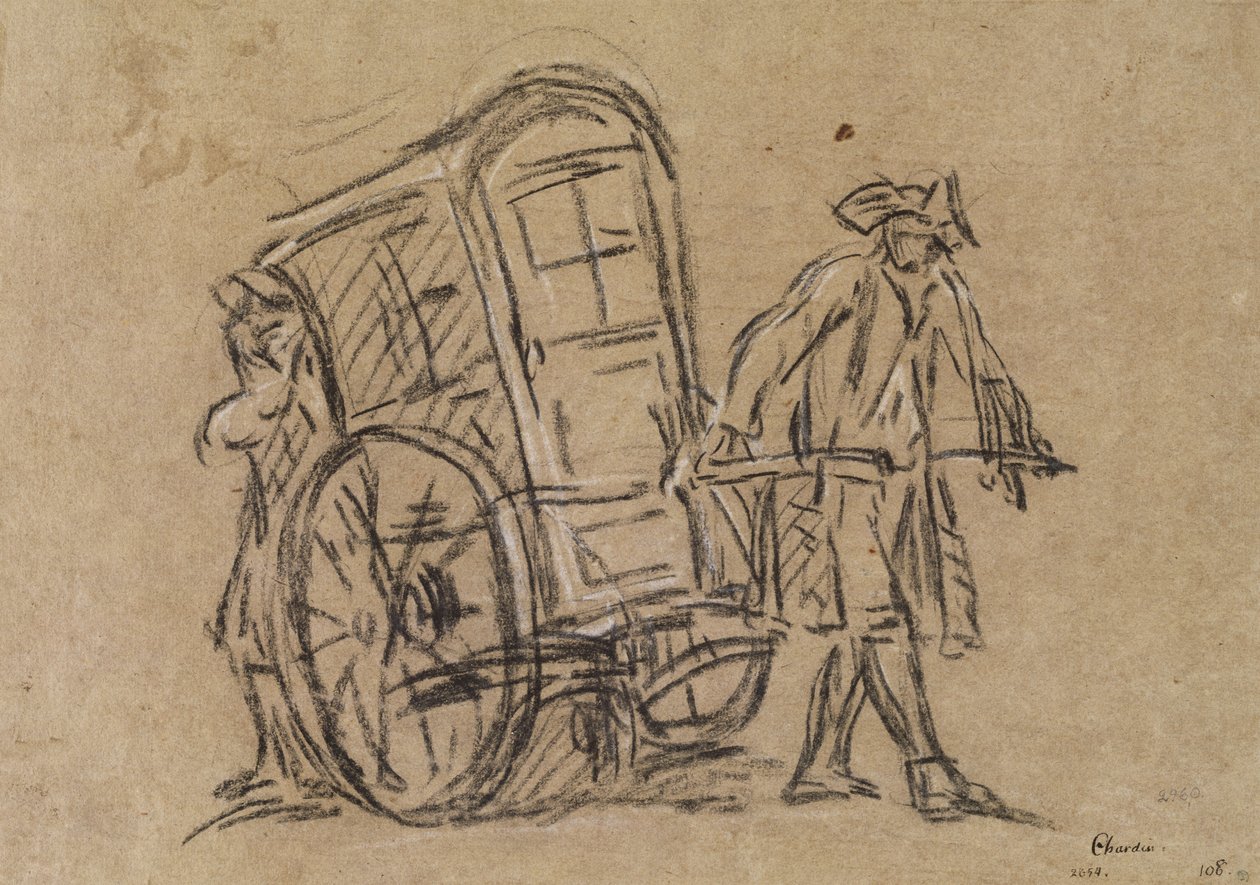 Vinägretten (kol och krita på papper) av Jean Baptiste Simeon Chardin