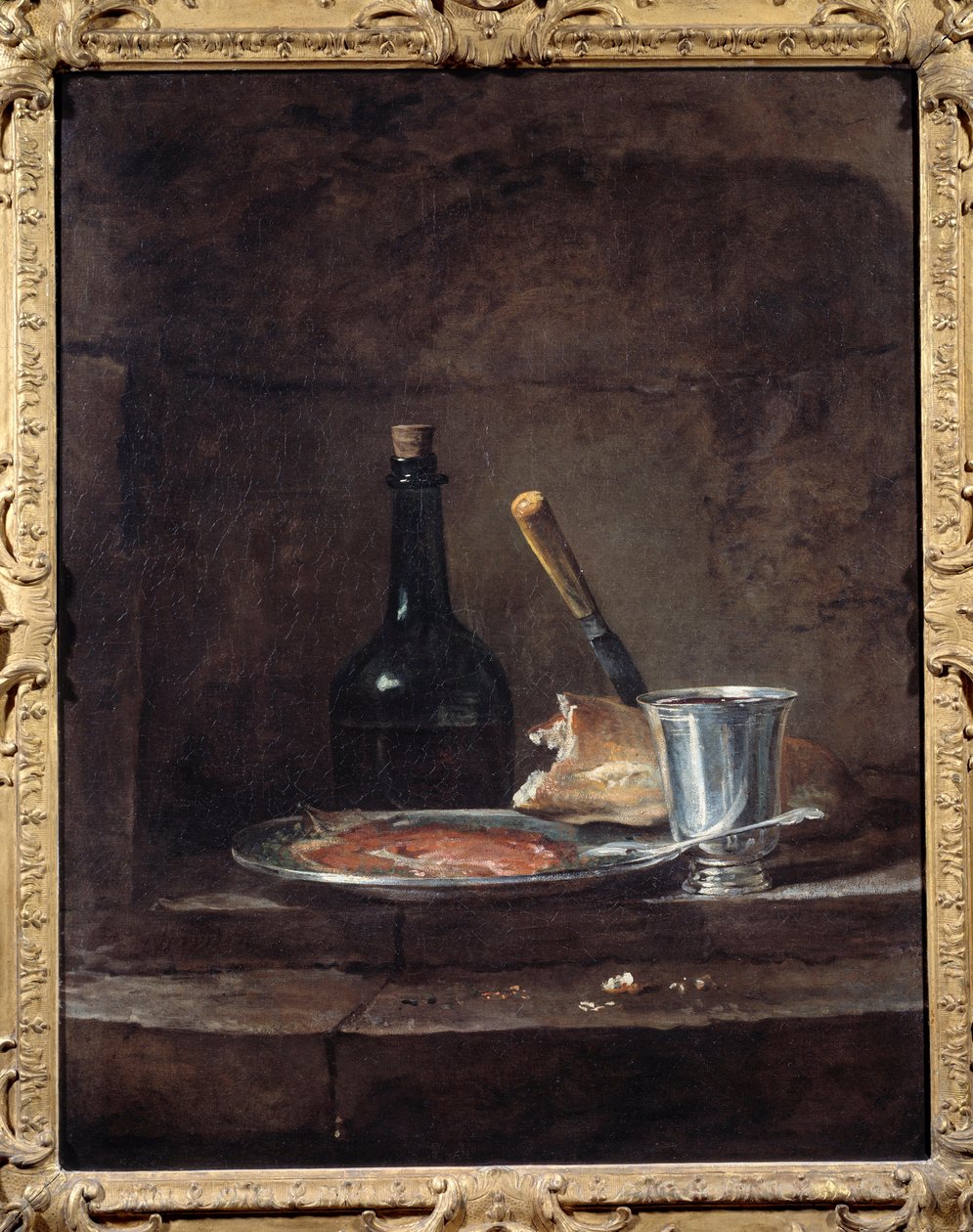 Lunchens appret säger också silverbägaren. Målning av Jean Baptiste Simeon Chardin (1699 - 1779) av Jean Baptiste Simeon Chardin