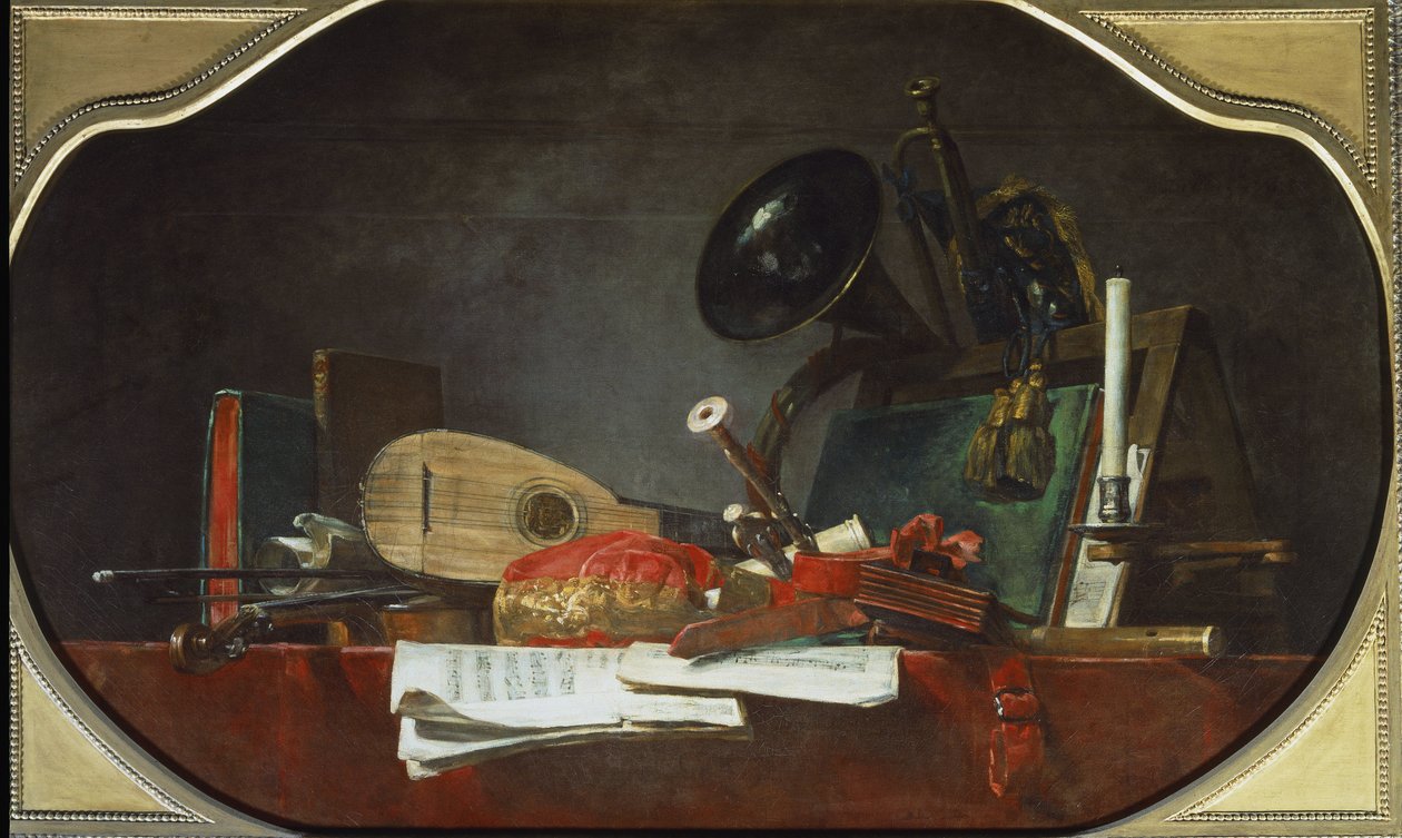 Musikens egenskaper Stilleben. Olja på duk av Jean Baptiste Simeon Chardin
