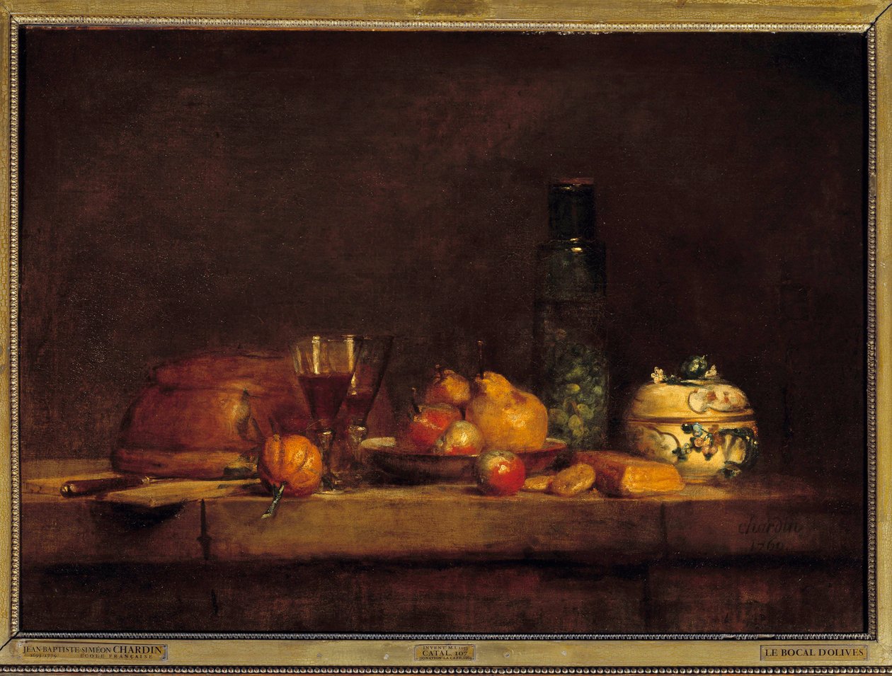 Burken med oliver. Målning av Jean Simeon Chardin (1699-1779) av Jean Baptiste Simeon Chardin