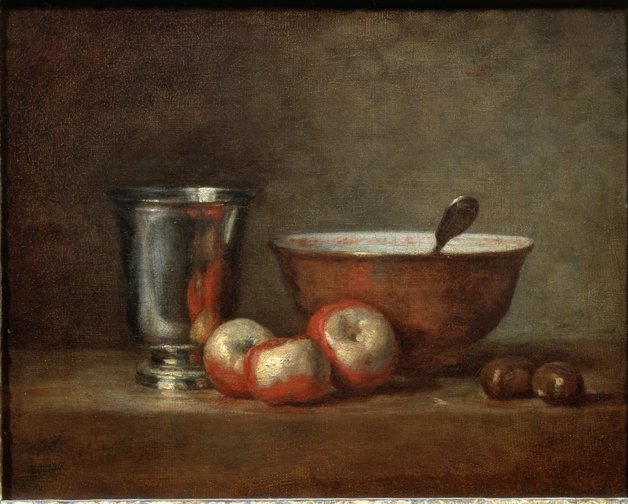 Silverbägaren (eller silverbägaren) - Olja på duk av Jean Baptiste Simeon Chardin