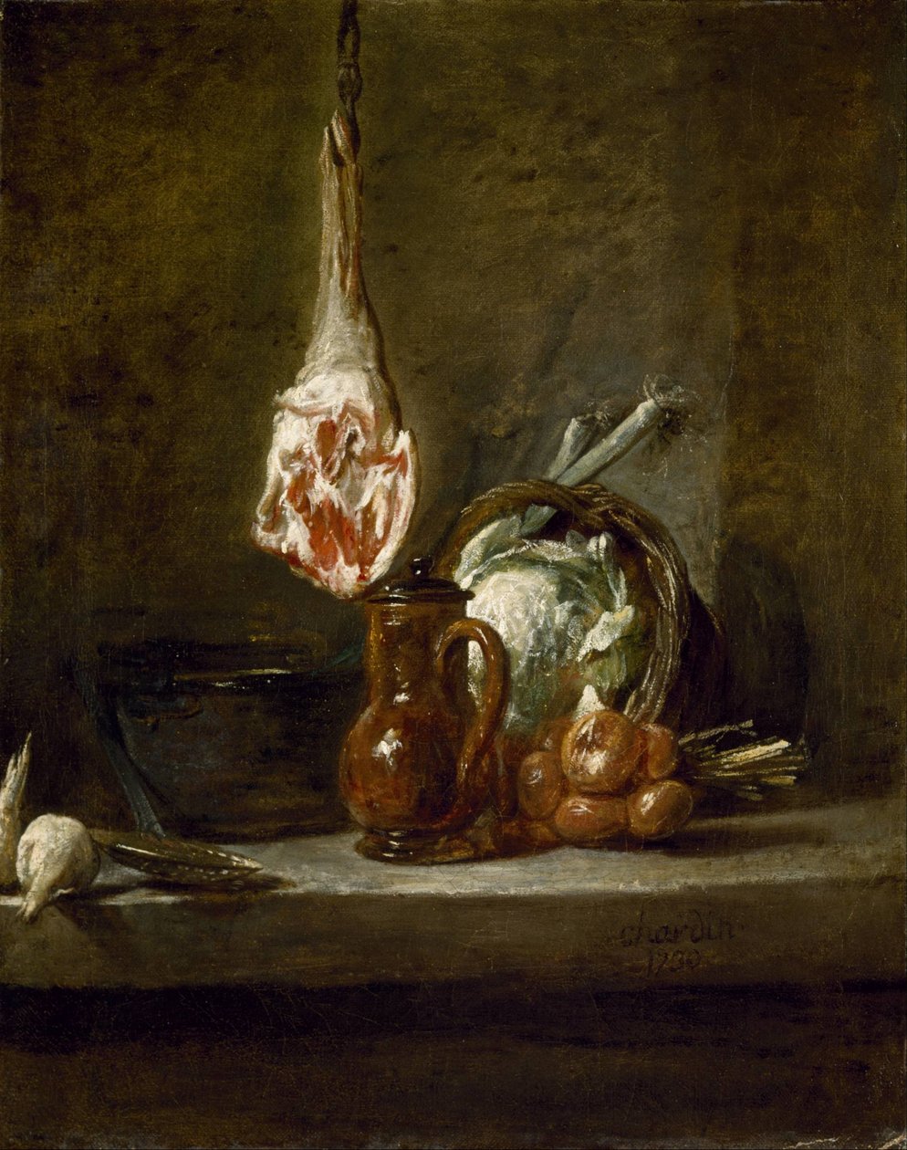 Stilleben med lammstek av Jean Baptiste Simeon Chardin