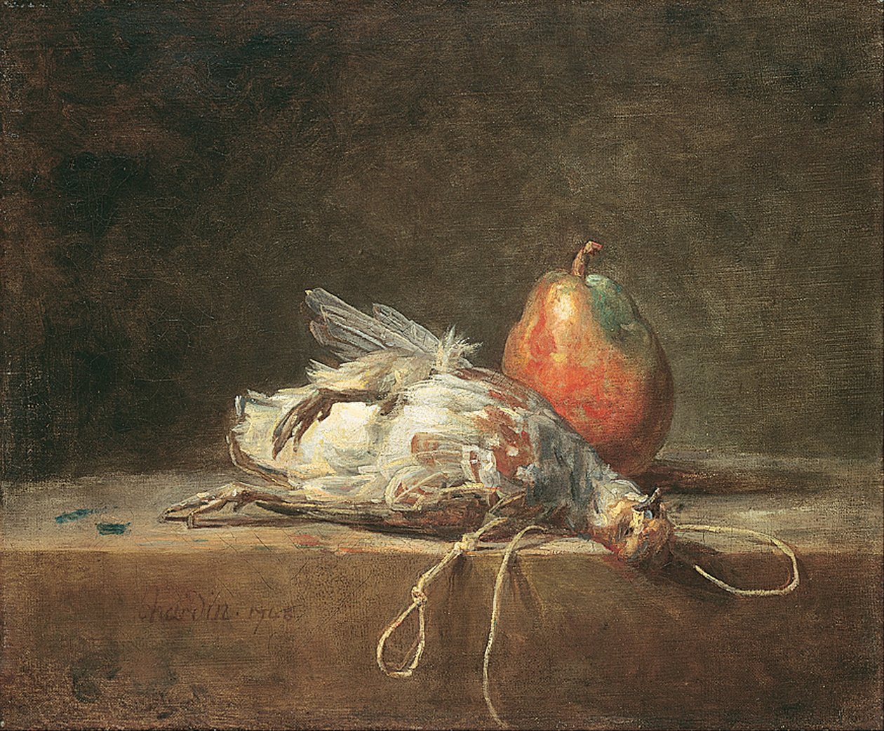 Stilleben med rapphöna och päron av Jean Baptiste Simeon Chardin
