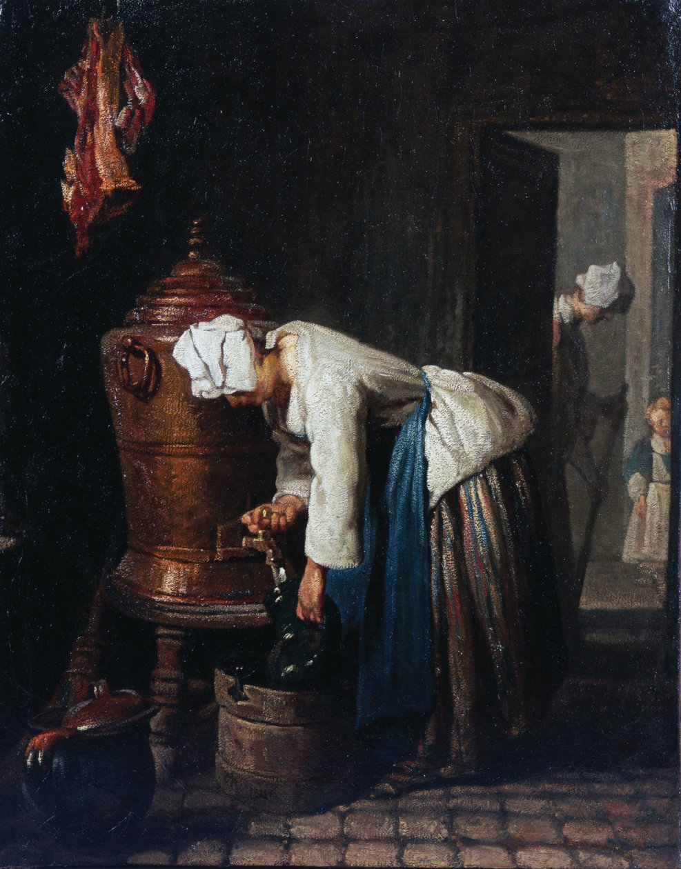 Kvinna som tappar vatten vid cisternen av Jean Baptiste Simeon Chardin