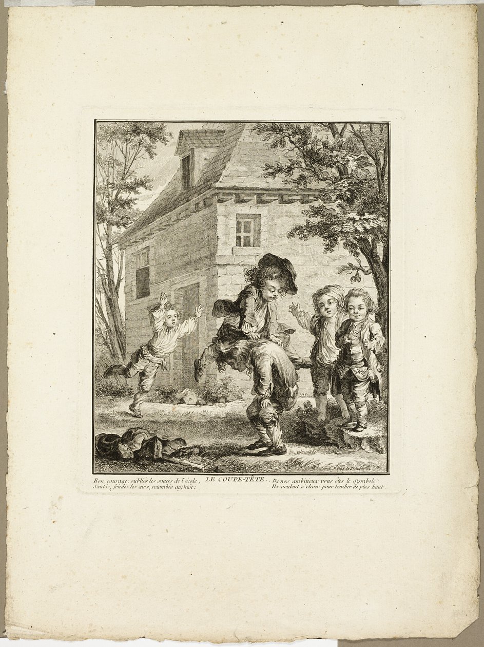 Leap Frog, från The Games of the Urchins of Paris av Jean Baptiste Tilliard I