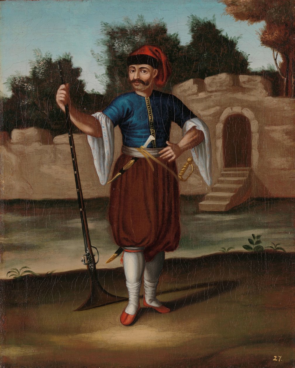 Albansk soldat av Jean Baptiste Vanmour (workshop of)