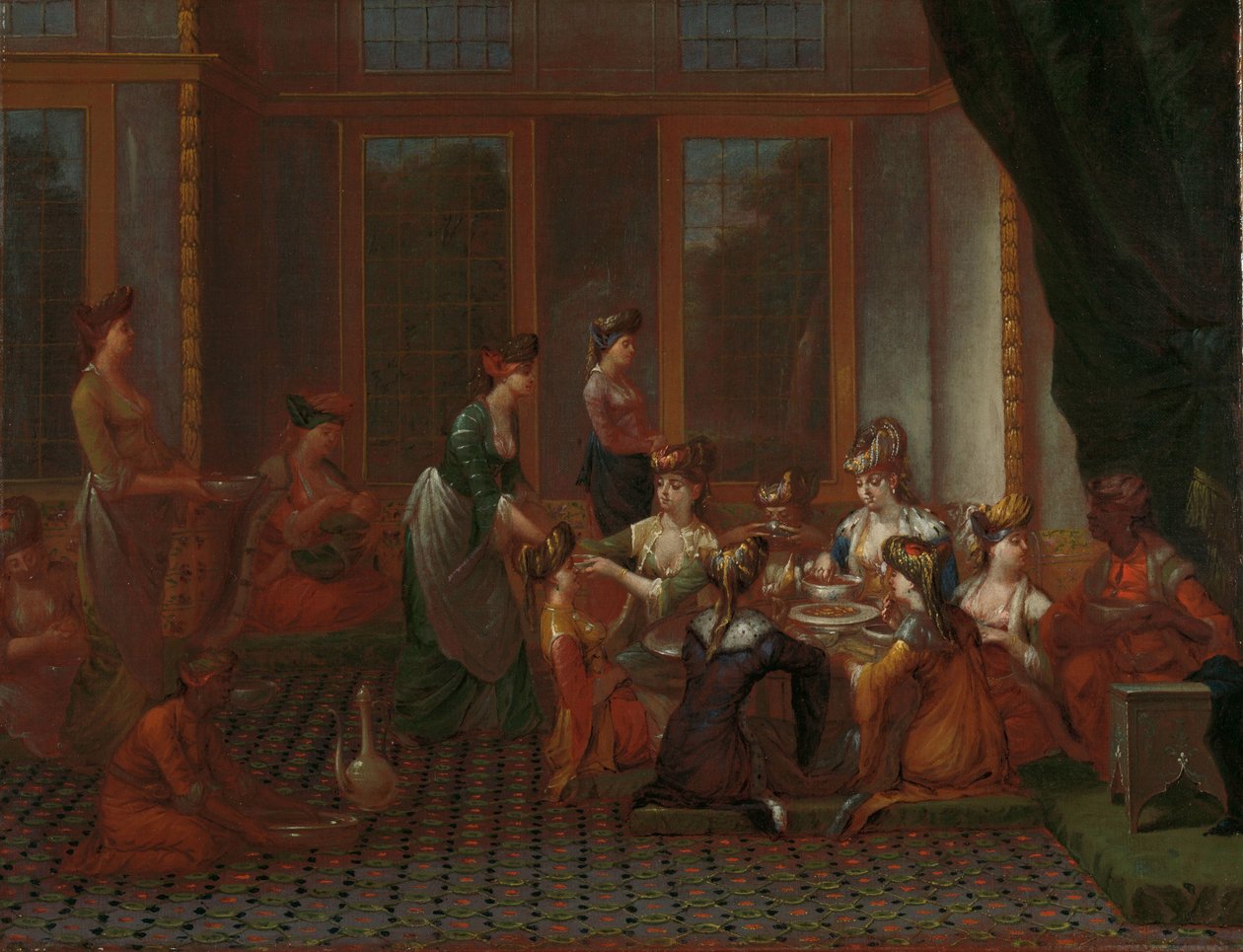 Bankett för framstående turkiska kvinnor av Jean Baptiste Vanmour