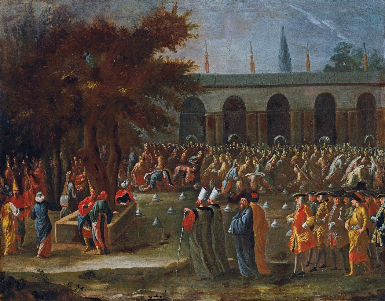 Den holländska ambassadören med hans följe tas emot av Sultan Ahmed III i Topkapipalatset i Istanbul av Jean Baptiste Vanmour