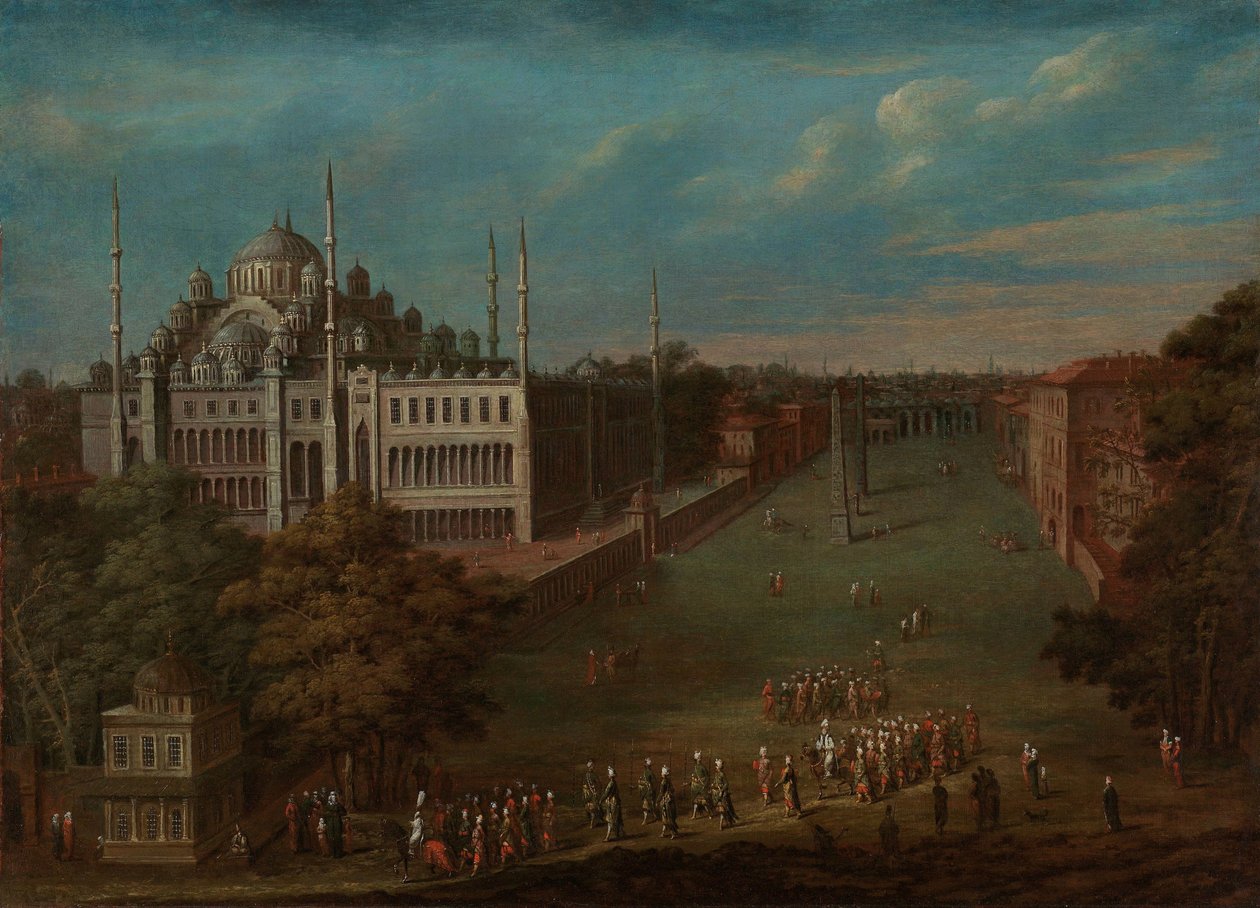 Storvesiren korsar Atmeydanı (hästtorget) Storvesiren korsar Atmeydanı (Hippodromen). av Jean Baptiste Vanmour