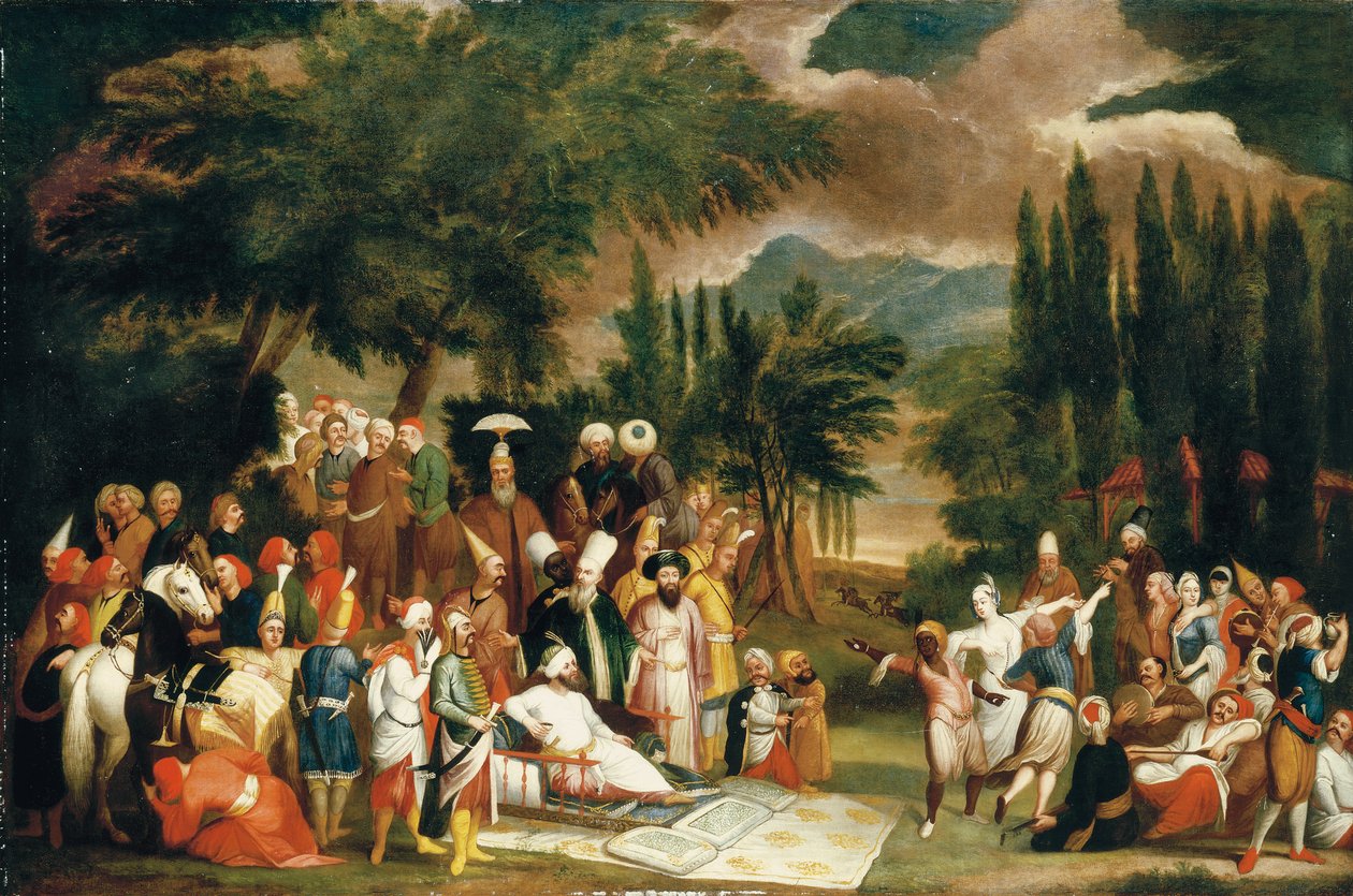 Sultan Ahmed III:s jaktsällskap av Jean Baptiste Vanmour