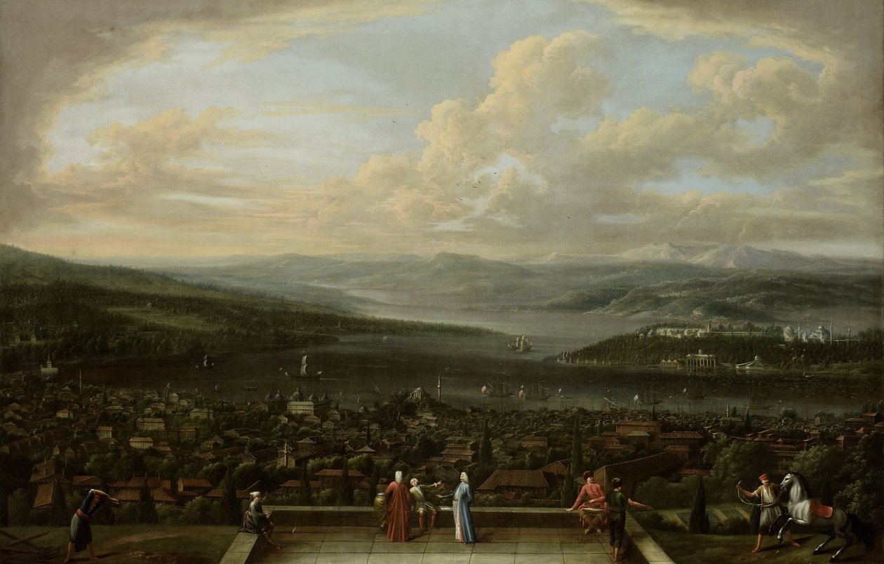 Utsikt över Istanbul från den holländska ambassaden i Pera, c.1720-37 av Jean Baptiste Vanmour
