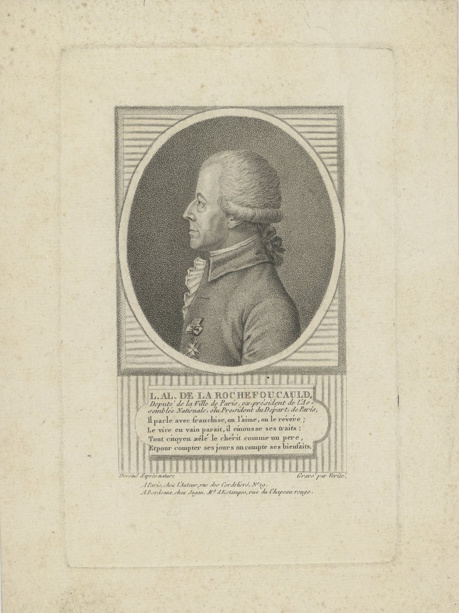 Louis-Alexandre de La Rochefoucauld, hertig av Enville 1743-1792, 1790-talet. av Jean Baptiste Verite