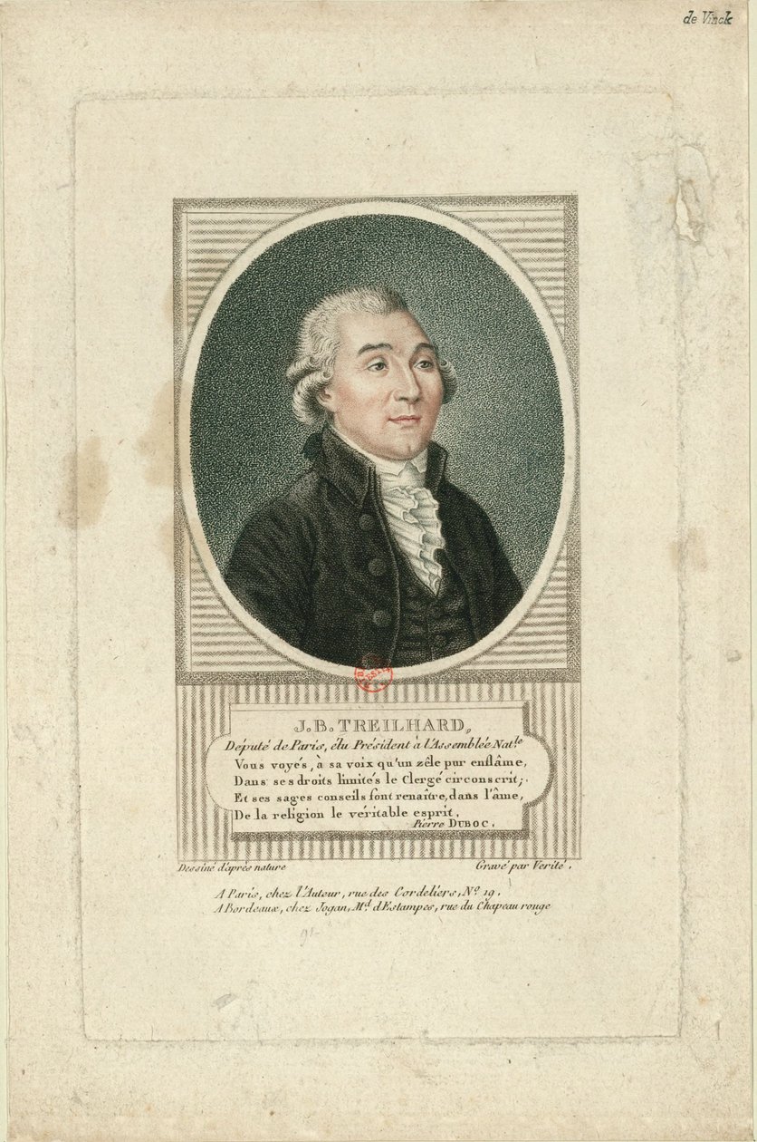 Porträtt av Jean-Baptiste Treilhard 1742-1810 , ca. 1790. av Jean Baptiste Verite