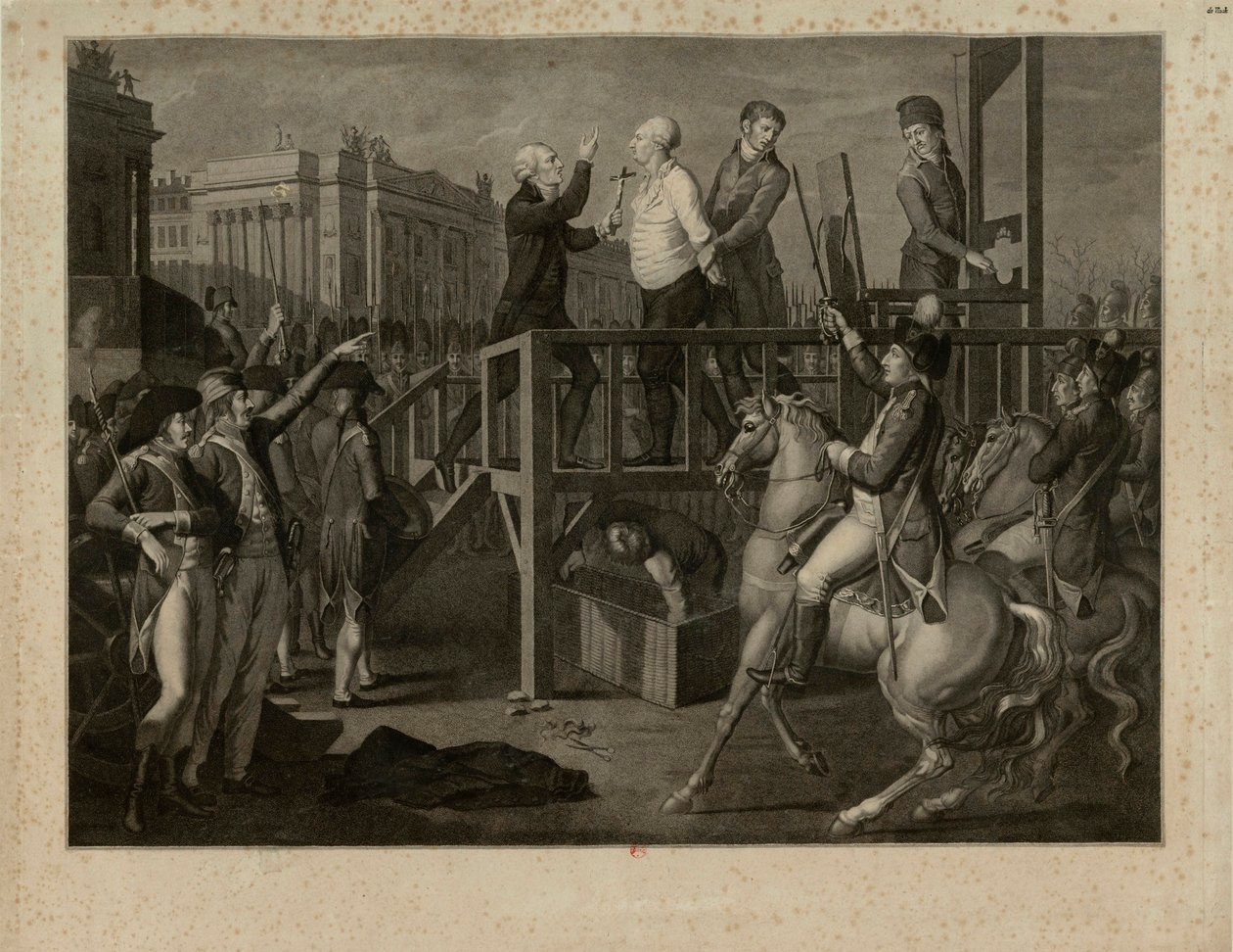 Avrättningen av Ludvig XVI på Place de la Revolution den 21 januari 1793, ca 1794. av Jean Baptiste Verite