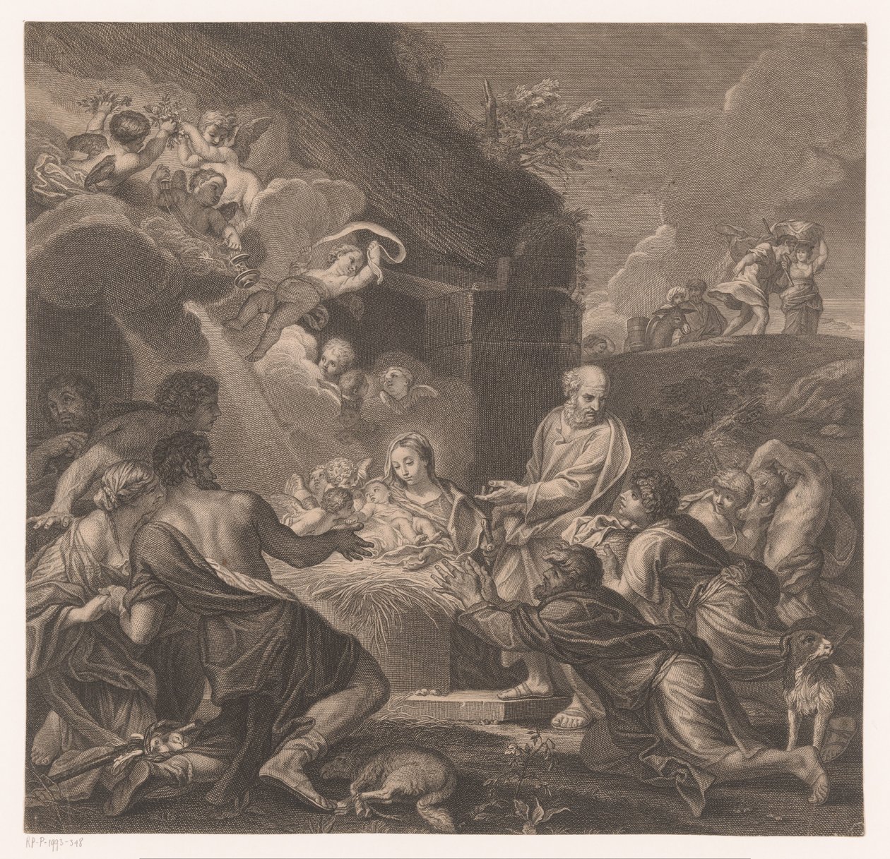 Aanbjudande dörr för herdar Cabinet Crozat (serietitel) Samling av tryck från de vackraste målningarna och från de vackraste designerna som finns i Frankrike (serietitel) av Jean Baptiste de Poilly