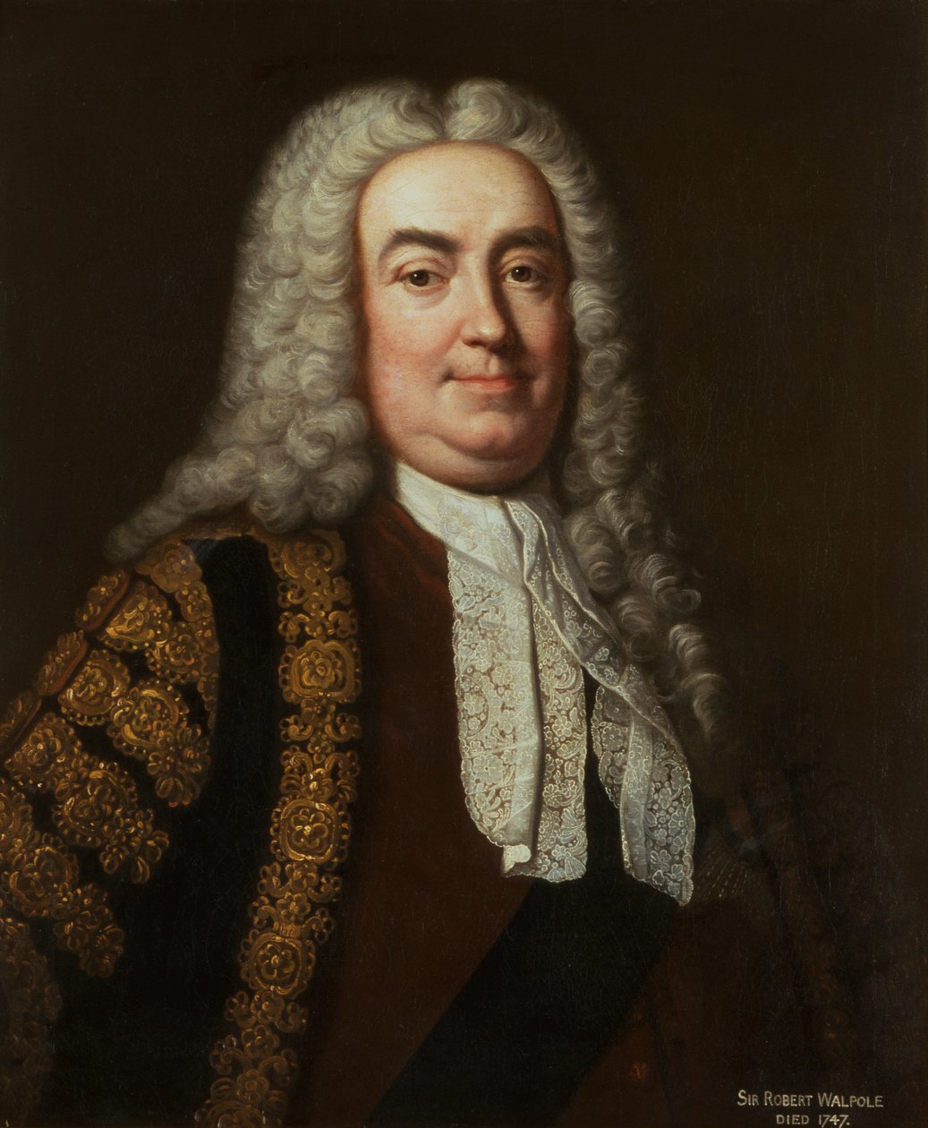 Porträtt av Sir Robert Walpole, ca 1740 (olja på duk) av Jean Baptiste van (studio of) Loo