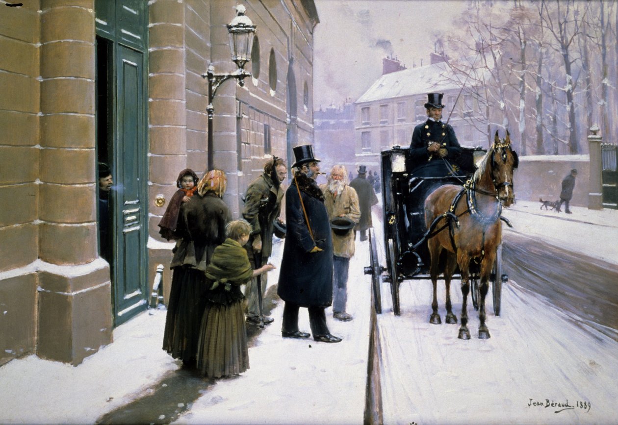 En borgare som lämnar sitt hus, Paris av Jean Beraud