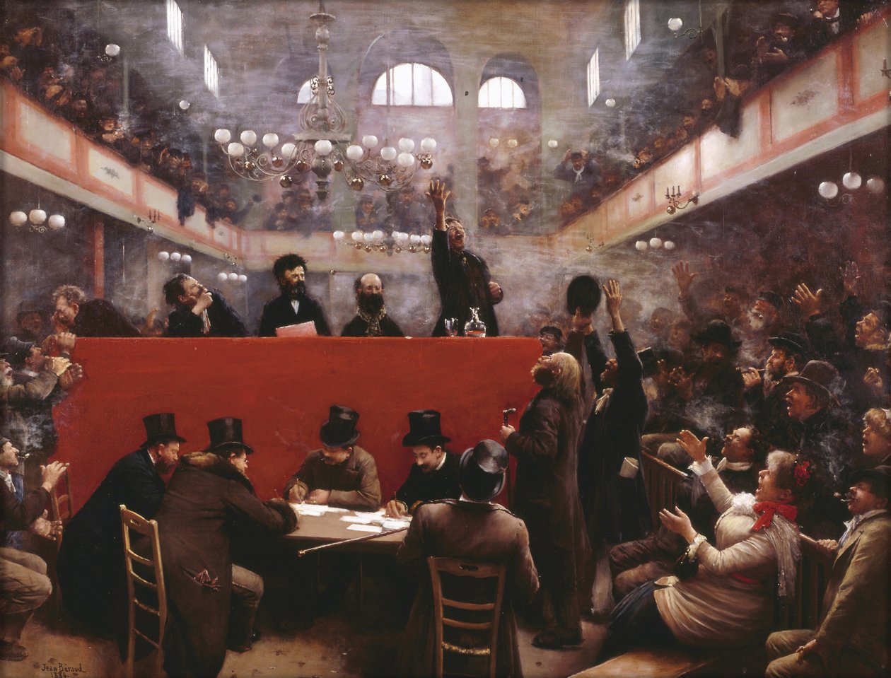 Vid Graffards mötessal Möte i Graffard Hall, 1884 av Jean Beraud