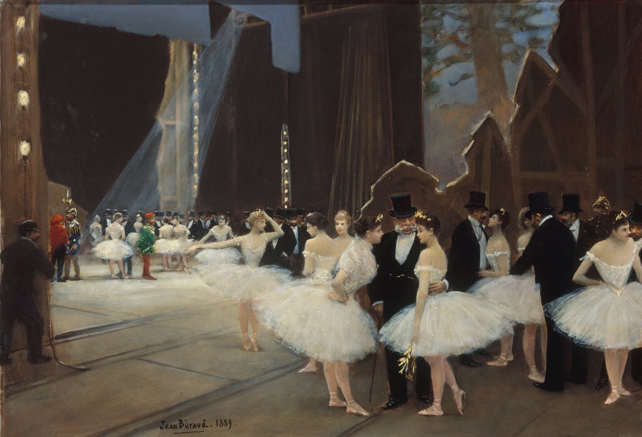 Bakom operahusets flyglar av Jean Beraud