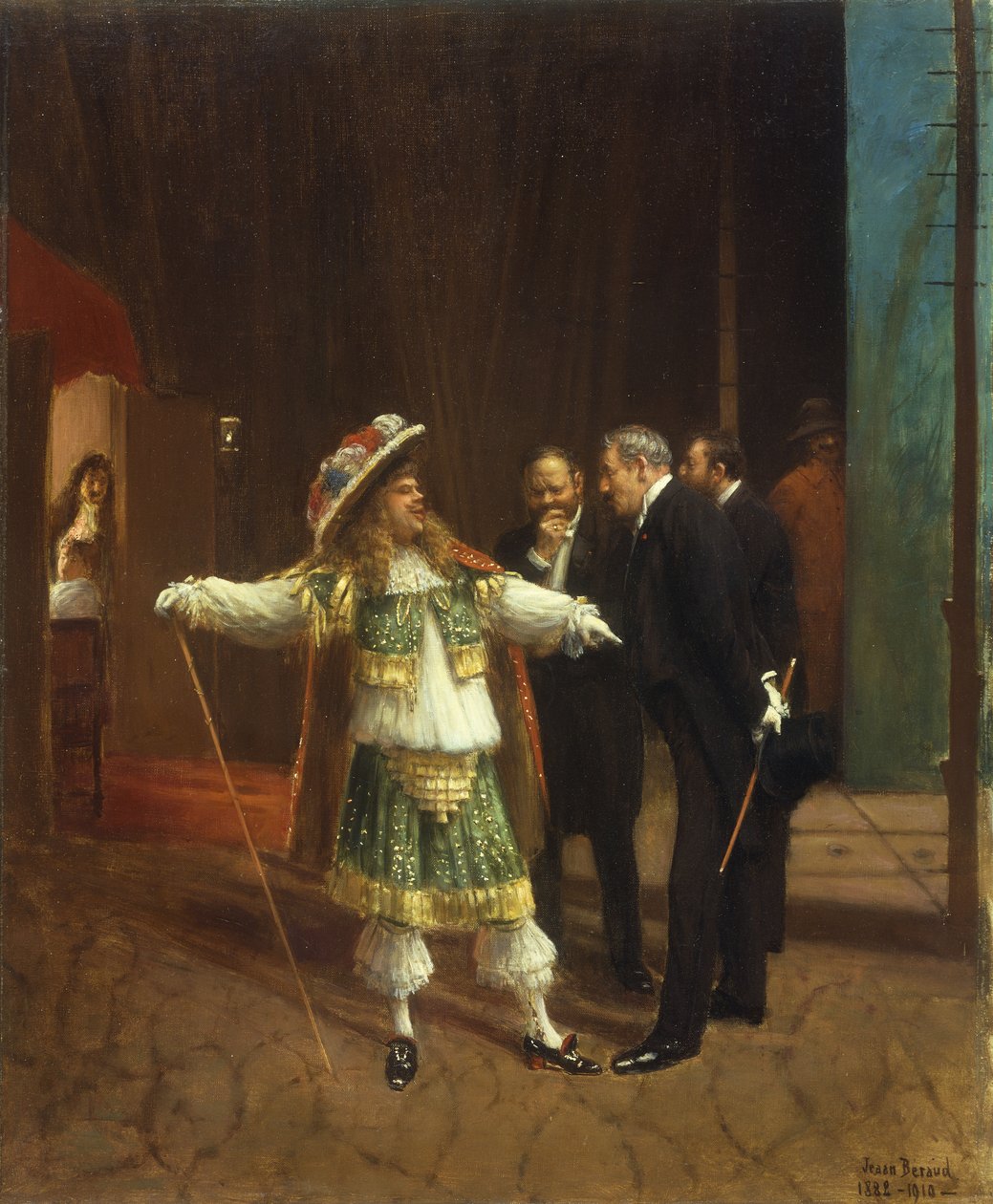 Coquelin den äldre i "Le Bourgeois Gentilhomme" av Moliere, ca 1882 av Jean Beraud