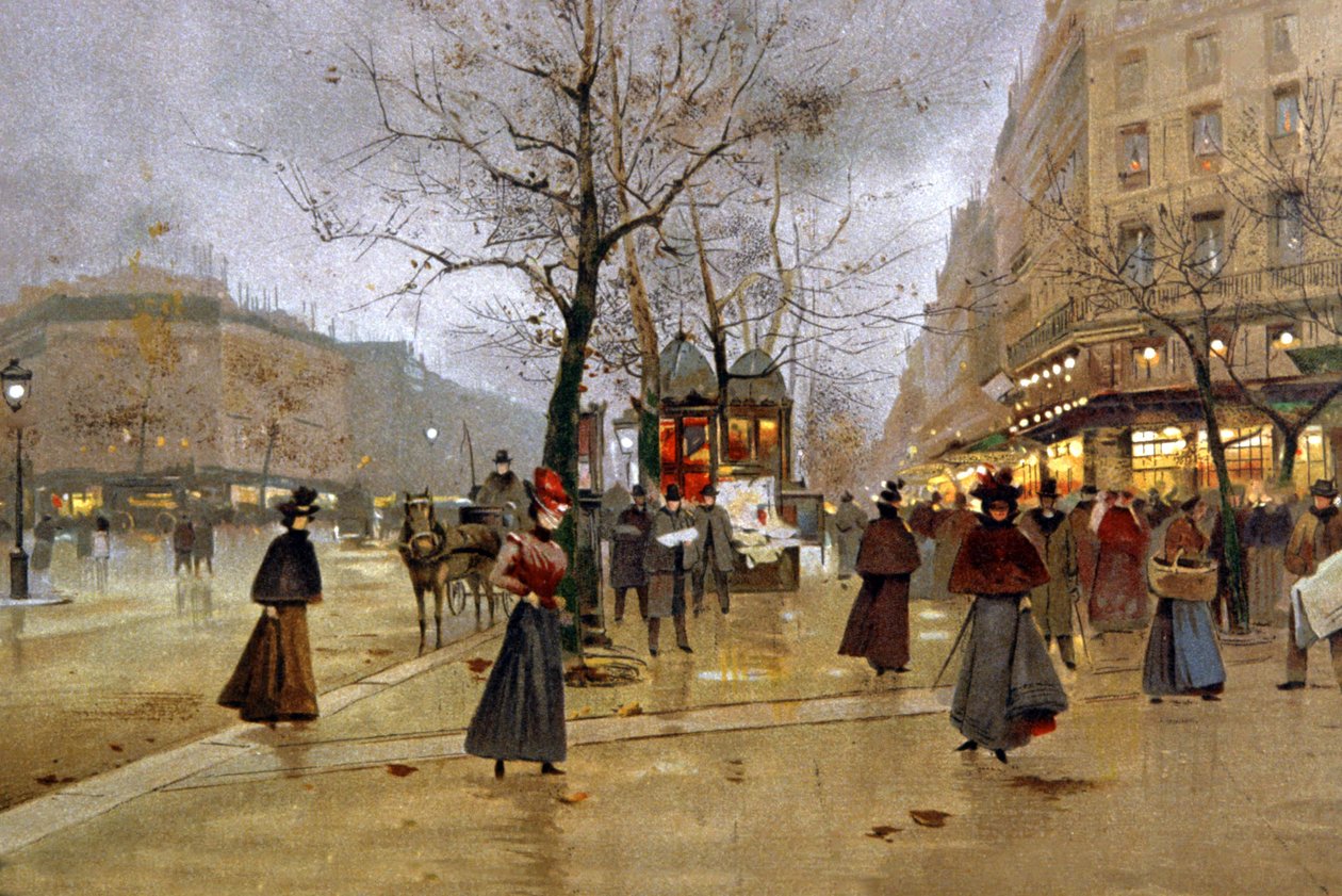 Paris, de stora boulevarderna, ca 1890 (målning) av Jean Beraud