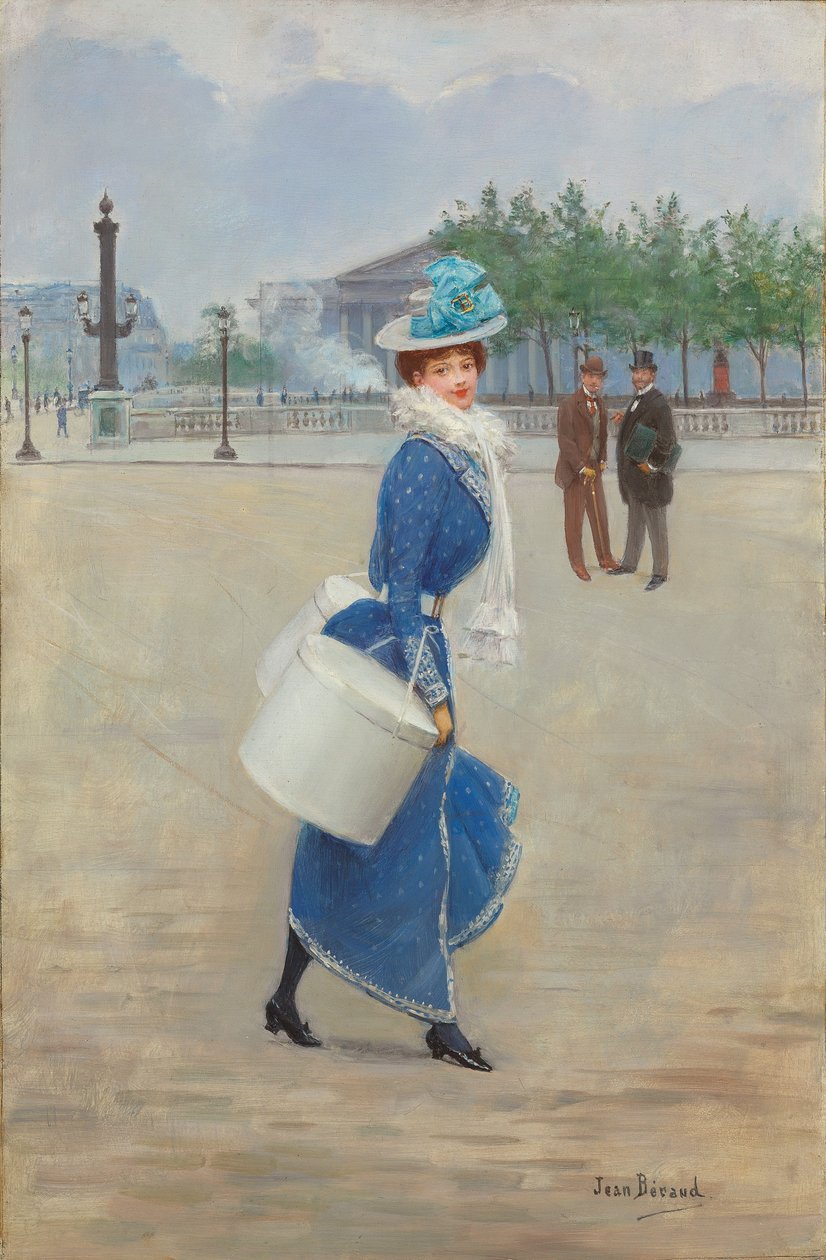 På Place de la Concorde (olja på panel) av Jean Beraud
