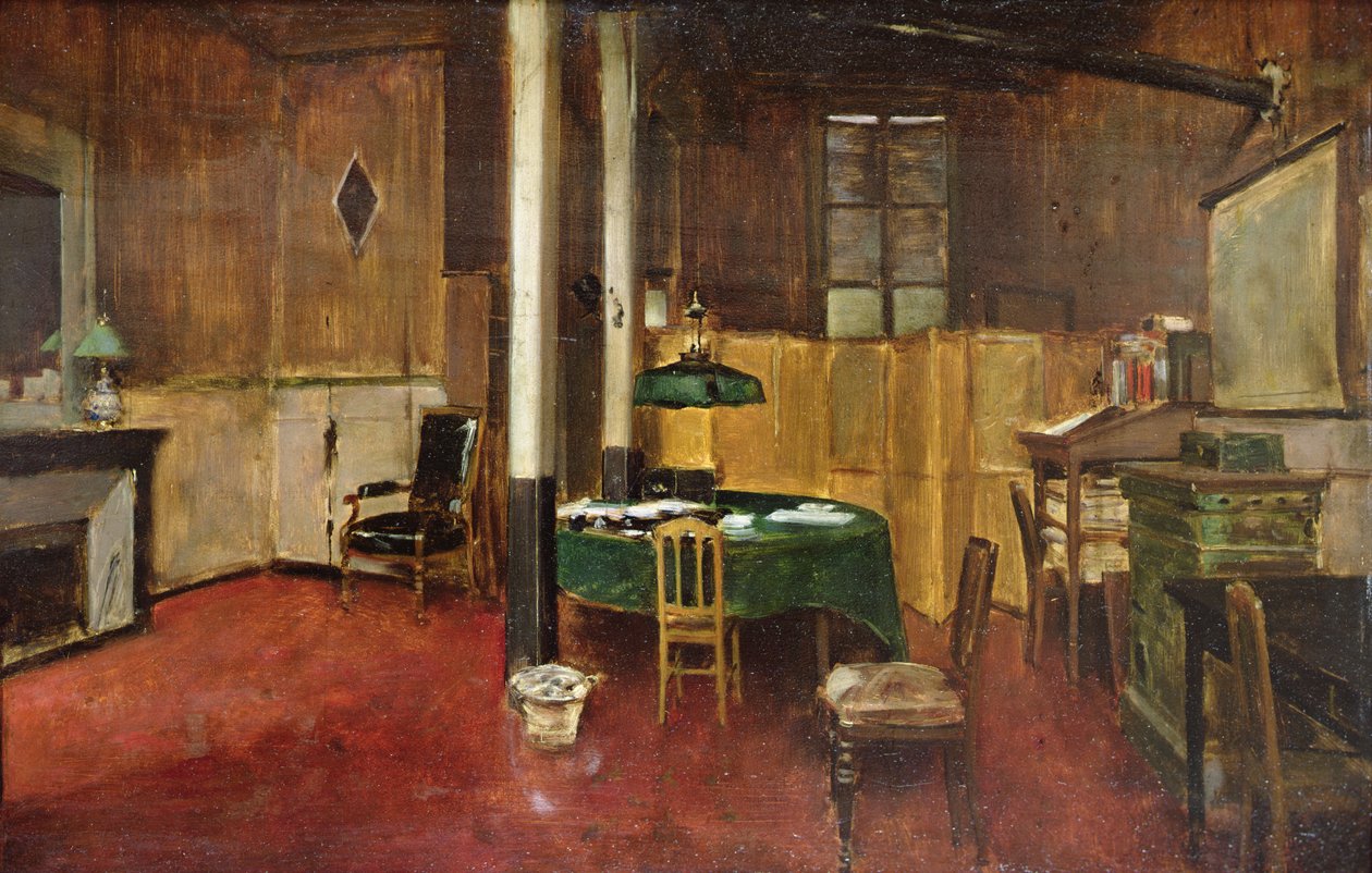 The Newsroom of Hansard, ca 1889 (olja på trä) av Jean Beraud