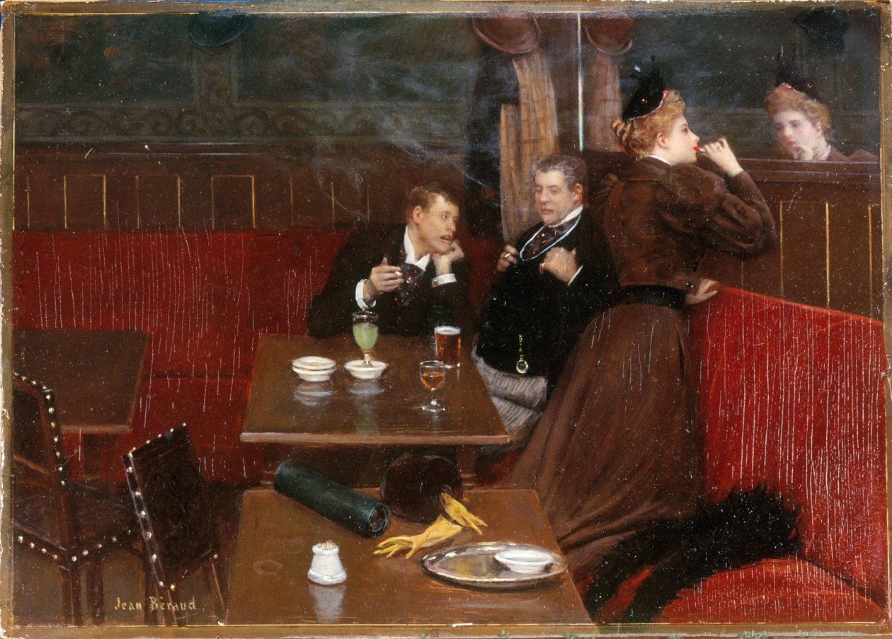 Tre figurer på ett café, ca 1890 (olja på duk) av Jean Beraud