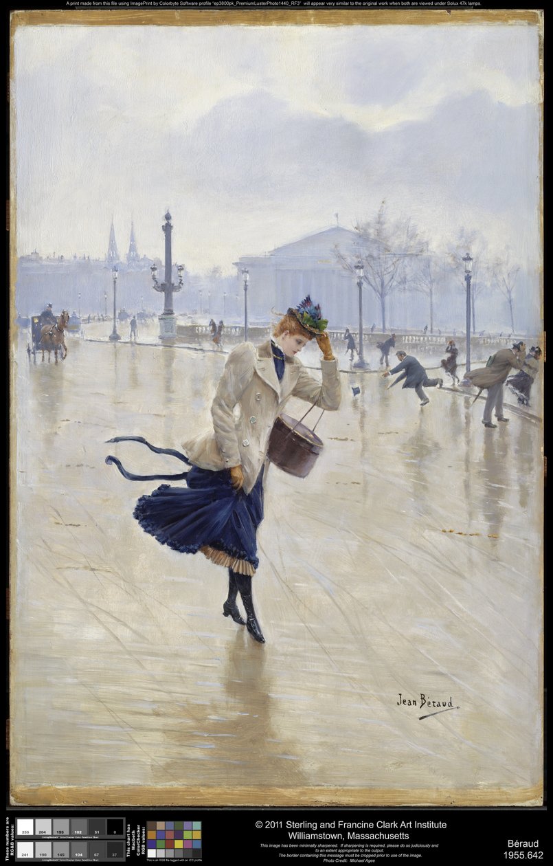 Blåsig dag, Place de la Concorde, ca 1890 av Jean Beraud