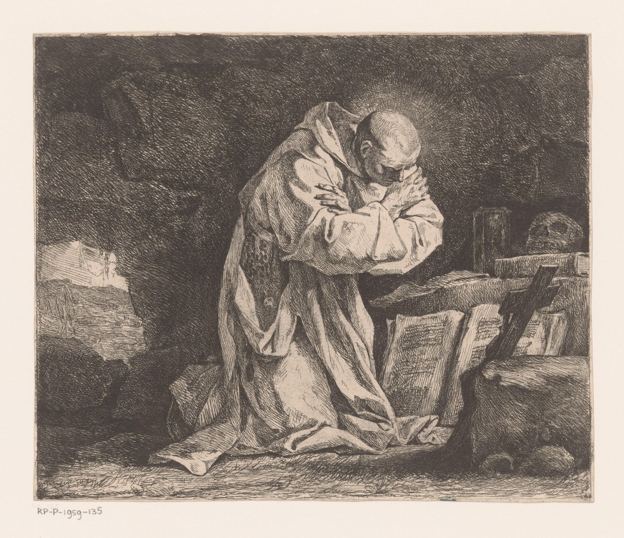 Saint Bruno knäböjer i bön av Jean Bernard Restout