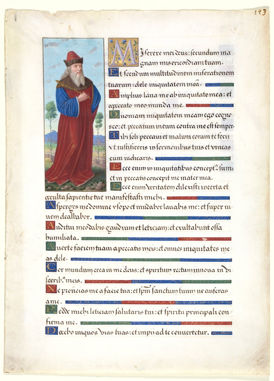 Blad från en timbok: Kung David, ca. 1500. av Jean Bourdichon
