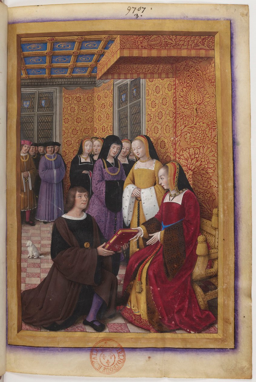 Miniatyr dedikation av Genuas resa av Jean Bourdichon
