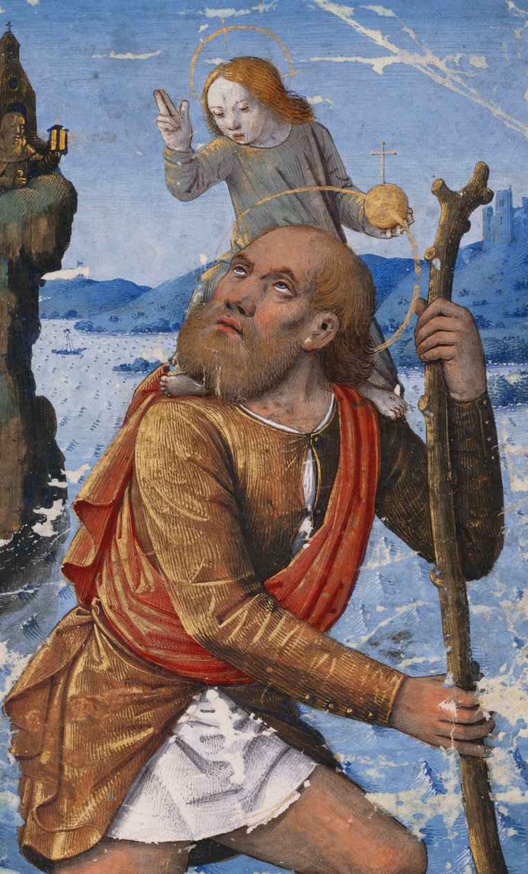 Saint Christopher, ca. 1490-1500 av Jean Bourdichon