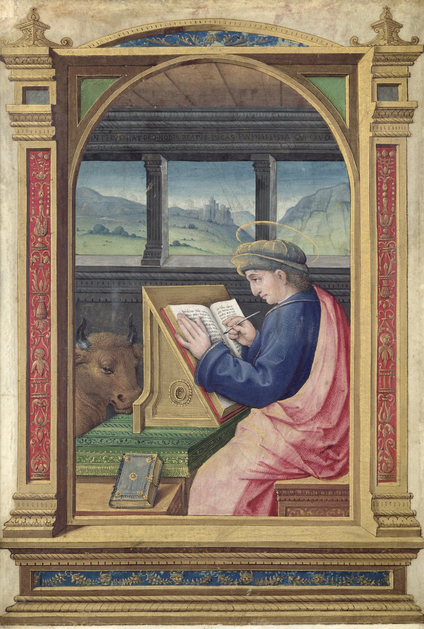 St Luke Writing, från en timbok av Jean Bourdichon