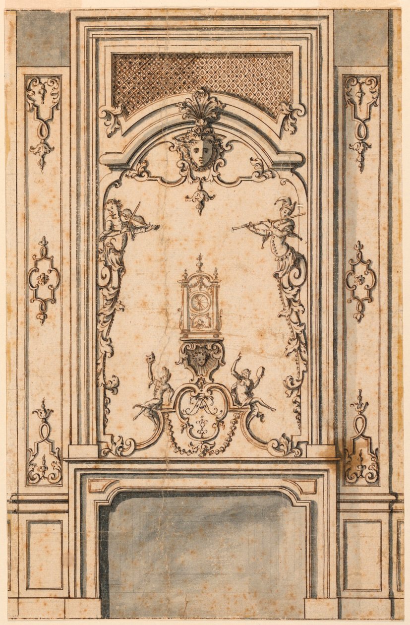 Design för en kaminhylla av Jean Bérain, the Elder