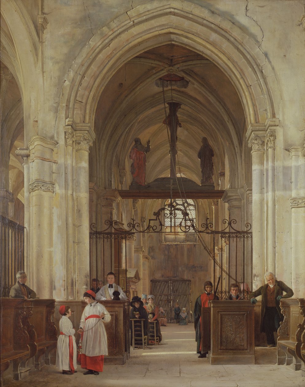 Interiör av kyrkan St. Prix, Valle de Montmorency, 1828 av Jean Bruno Gassies