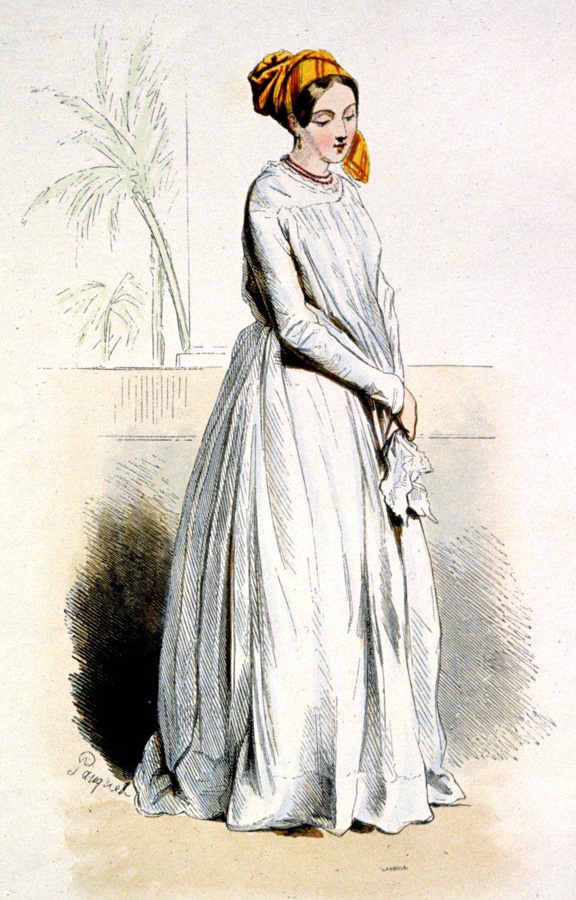 Kreolsk kvinna från Cayenne, ca 1850 (gravyr) av Jean Charles (1800 79) Pauquet