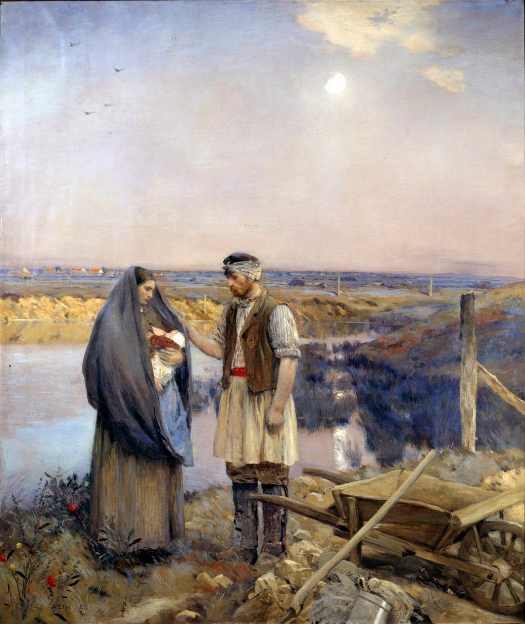 Dagen skapade en bondfamilj. Målning av Jean Charles Cazin (1841-1901) Sön. 1,99x1,66 m 1888 Paris, musee d