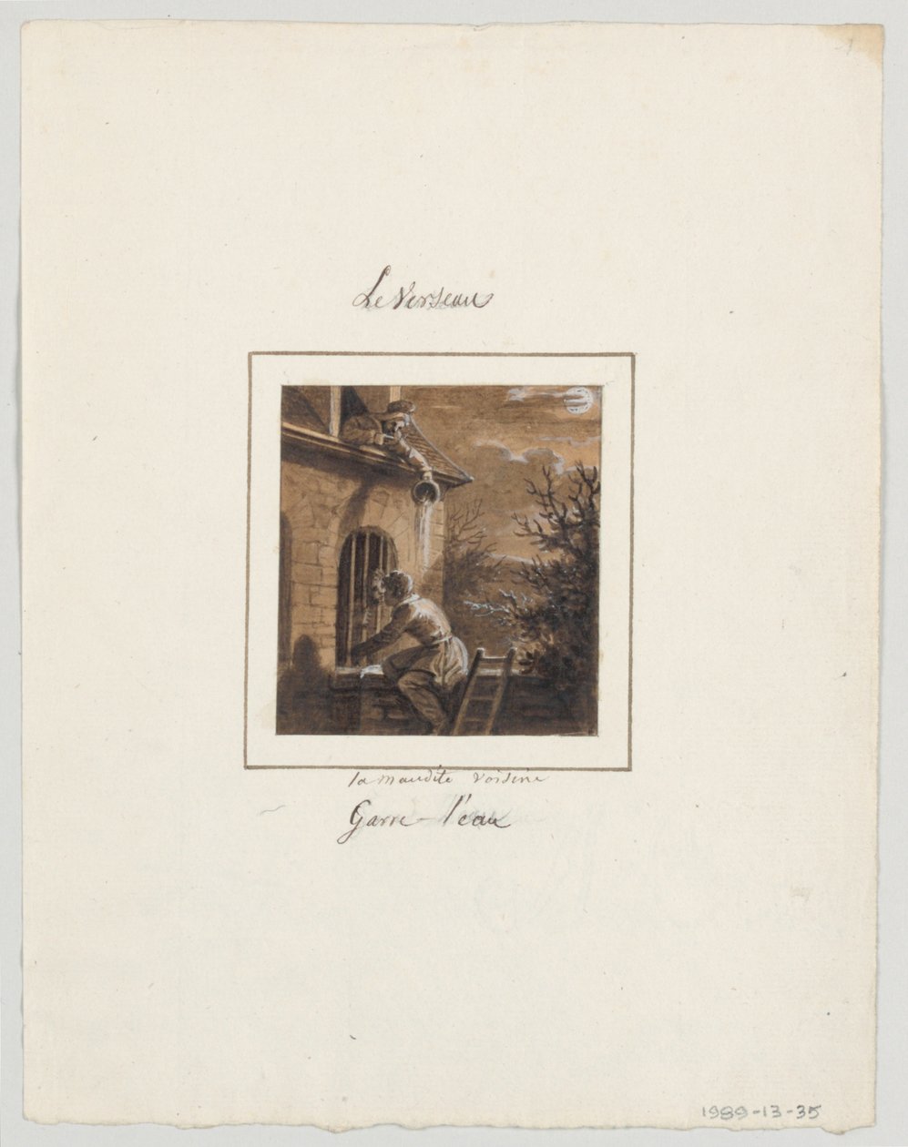Design för en målad porslinstallrik, Le Verseau (Vattumannen) från tjänsten Le Zodiaque Travesti (The Farcical Zodiac) av Jean Charles Develly