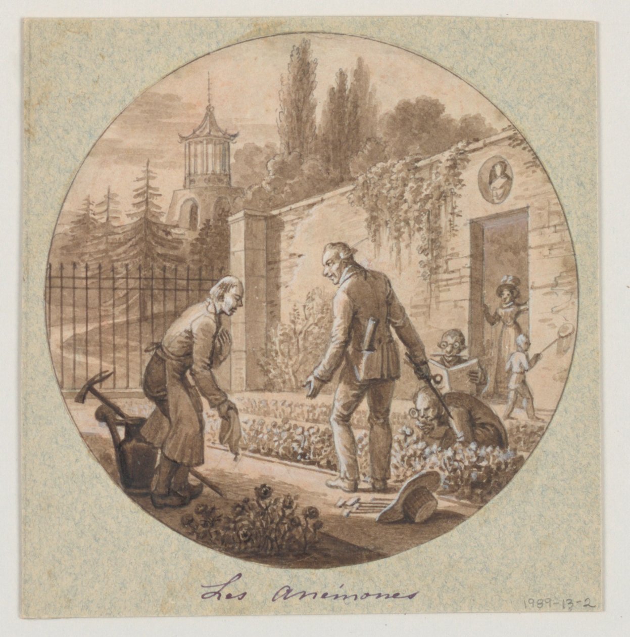 Design för en målad porslinstallrik, Les Anémones (Anemoner) för Service de la Culture des Fleurs (Blomsterodlingstjänst) av Jean Charles Develly