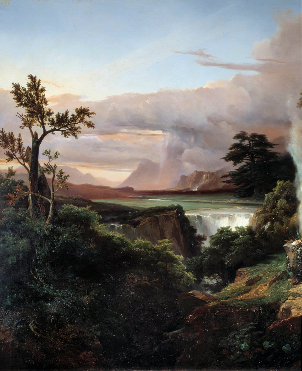 Landskap med vattenfall. Målning av Jean Charles Remond (1795-1875) av Jean Charles Joseph Rémond