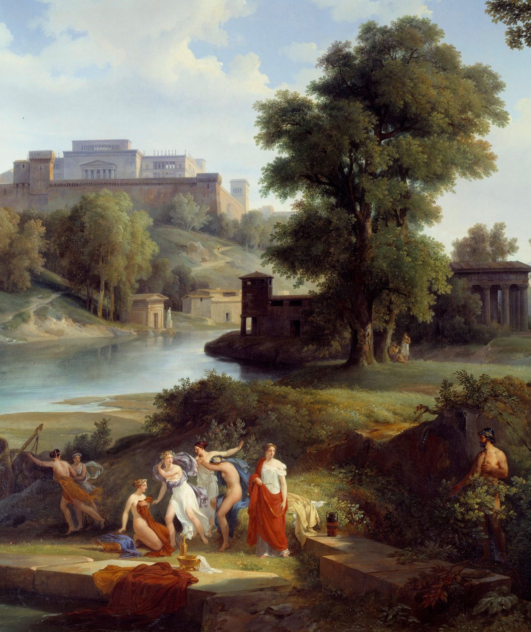 Odyssee av Homere: "" Ulysses ser Nausicaa, dotter till kung Alcinoos, spela en boll med sina anhängare"" Detalj. Målning av Jean Charles Remond (1795-1875) 1830 Nantes, Musee des Beaux Arts av Jean Charles Joseph Rémond