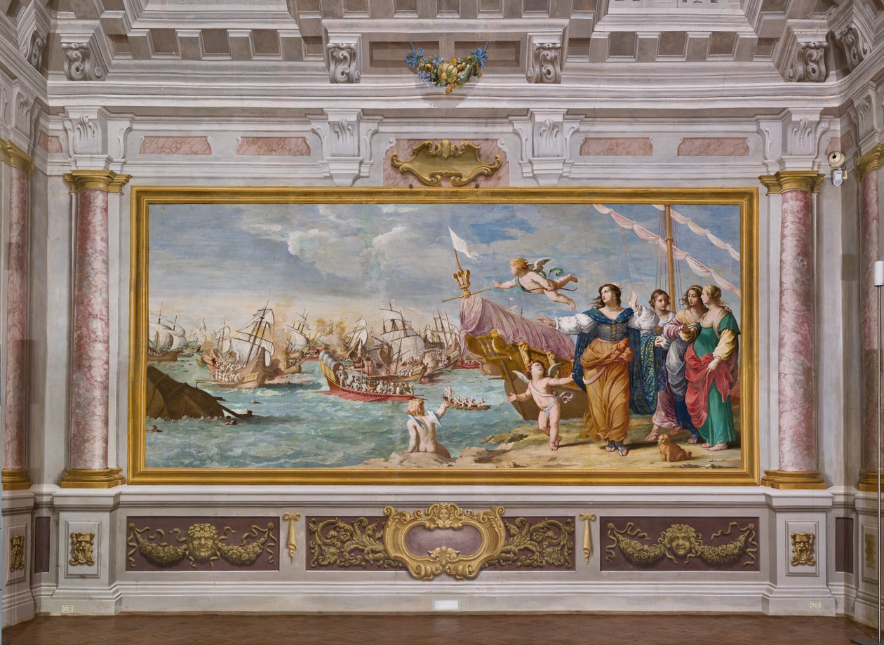 Möte mellan Marcus Antonius och Kleopatra (fresk) av Jean & Cialdieri Girolamo (1641 44)) Boulanger