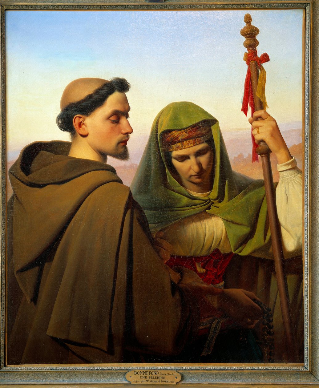 En pelerine uppburen av en kapuciner. Målning av Claude Bonnefond (1796-1860) av Jean Claude Bonnefond