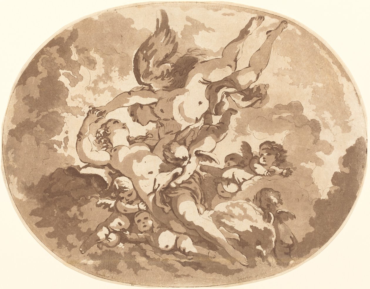 Eros och Psyche av Jean Claude Richard, Abbé de Saint Non after François Boucher