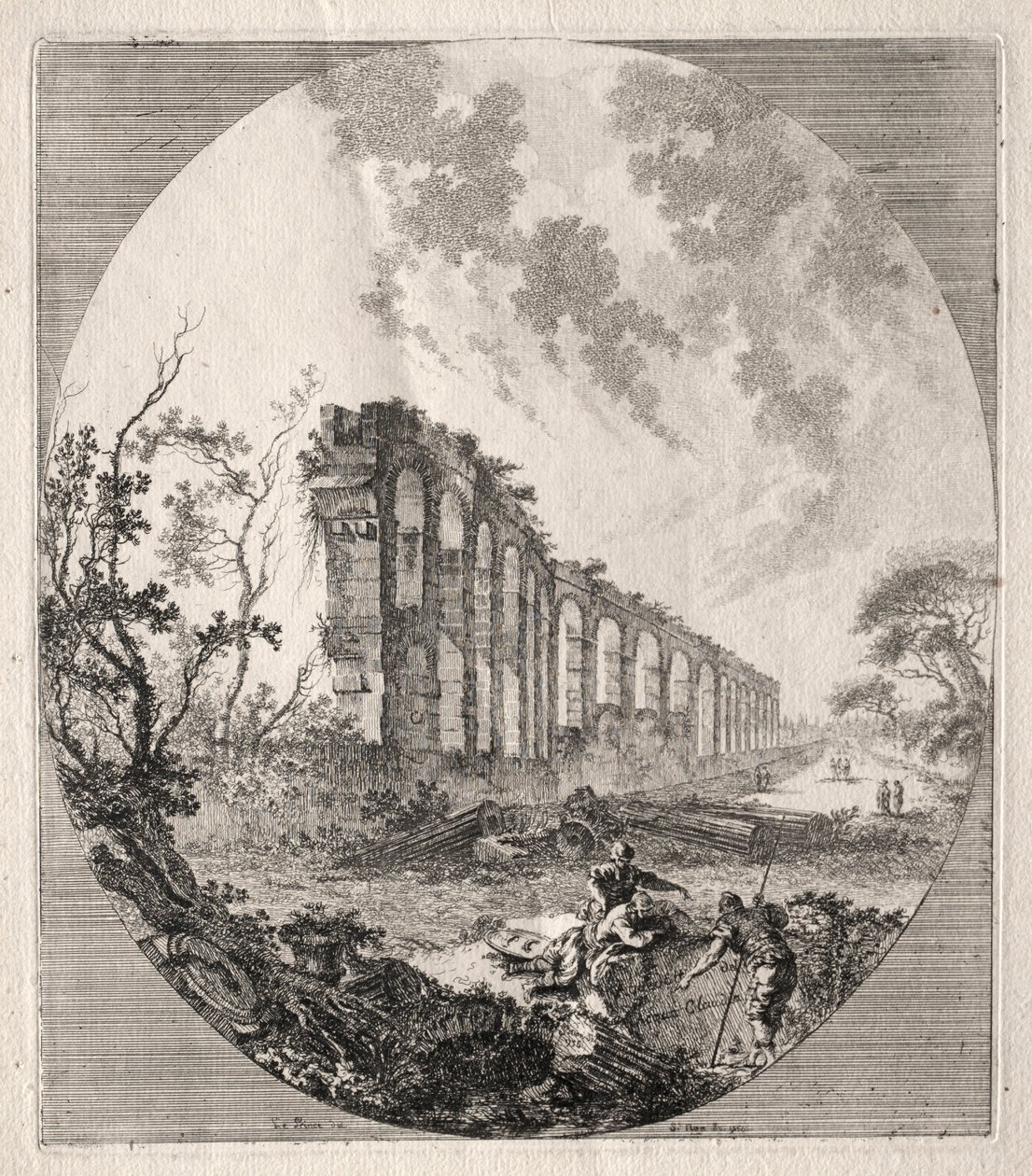 Forntida ruiner: Forntida akvedukt, 1756. av Jean Claude Richard de Saint Non