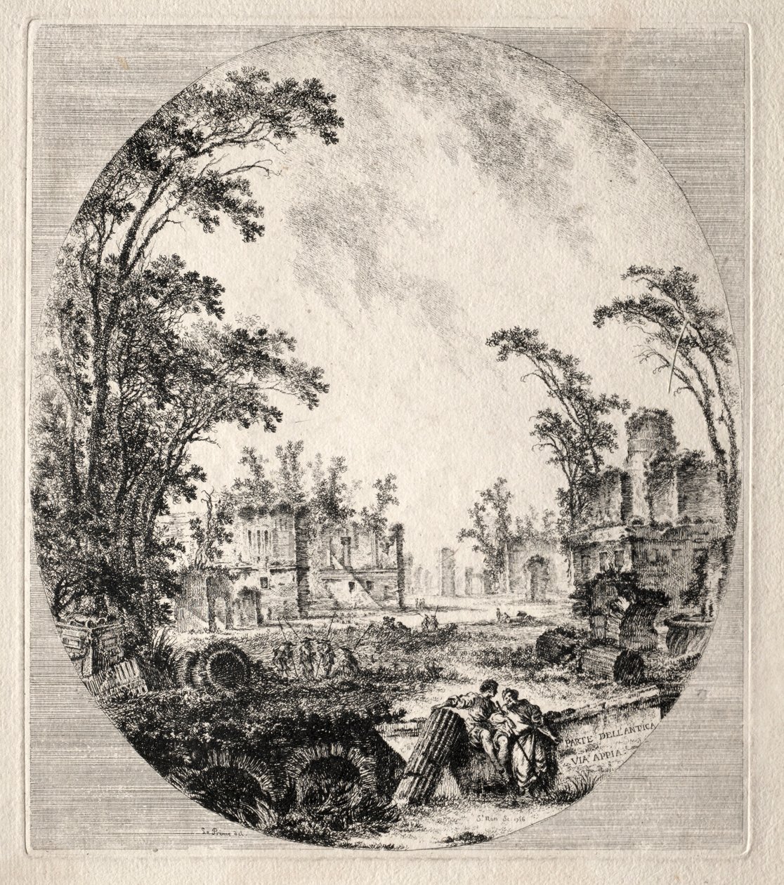 En del av den gamla vägen via Appia, 1756. av Jean Claude Richard de Saint Non