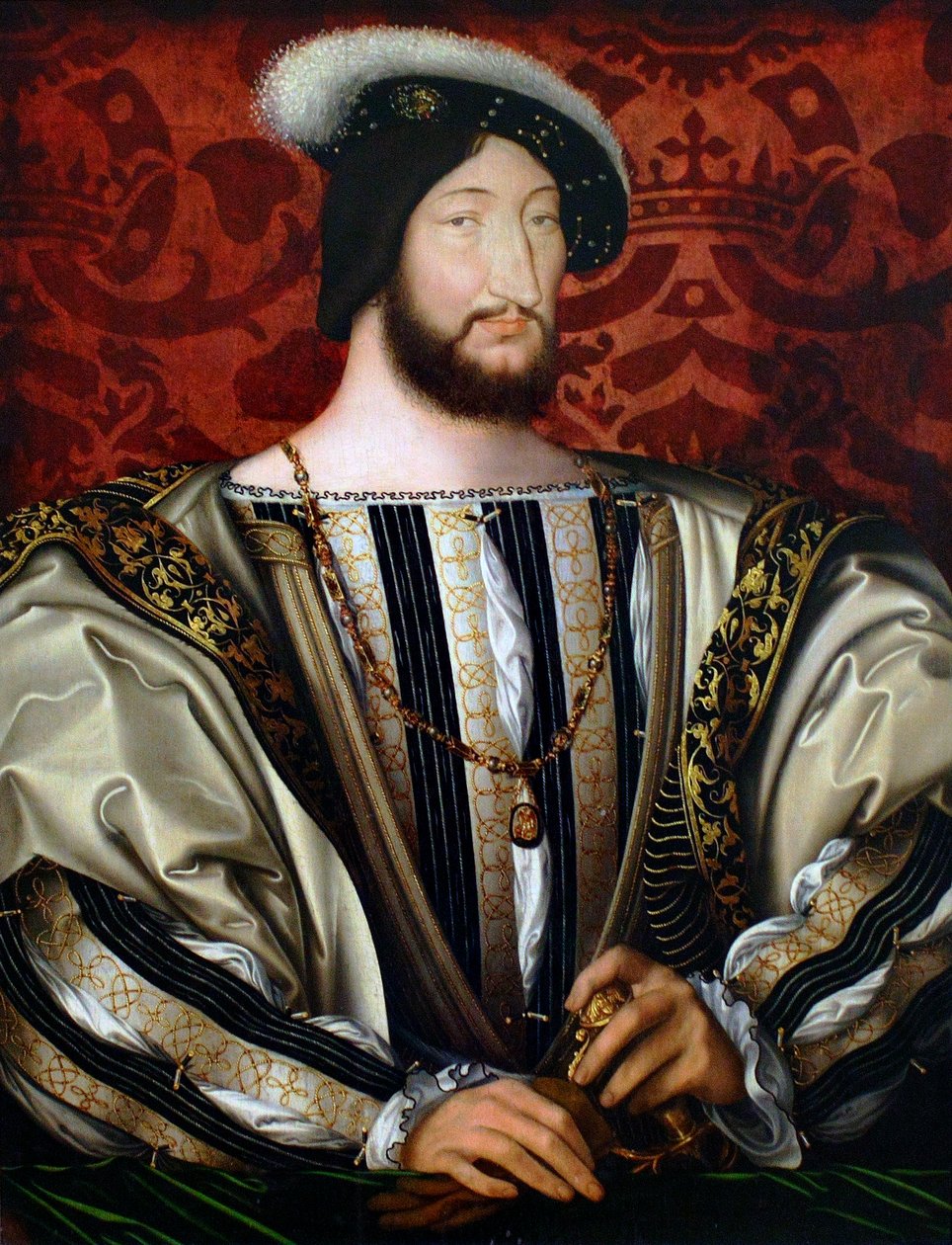 Porträtt av Franciskus I 1494-1547, kung av Frankrike, hertig av Bretagne, greve av Provence, ca 1530 av Jean Clouet