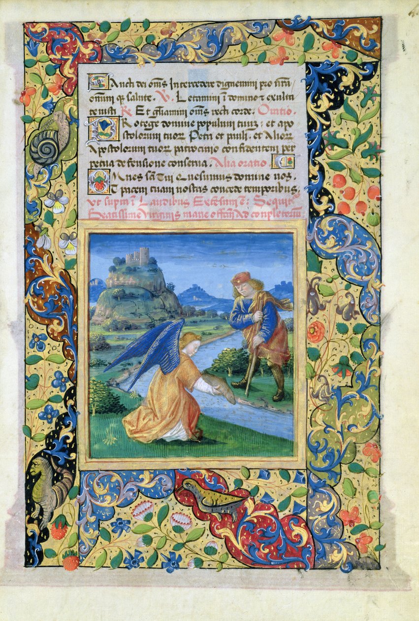 Ms Lat.Q.v.I.126 f.40 Tobias and the Angel, från Louis dOrleans